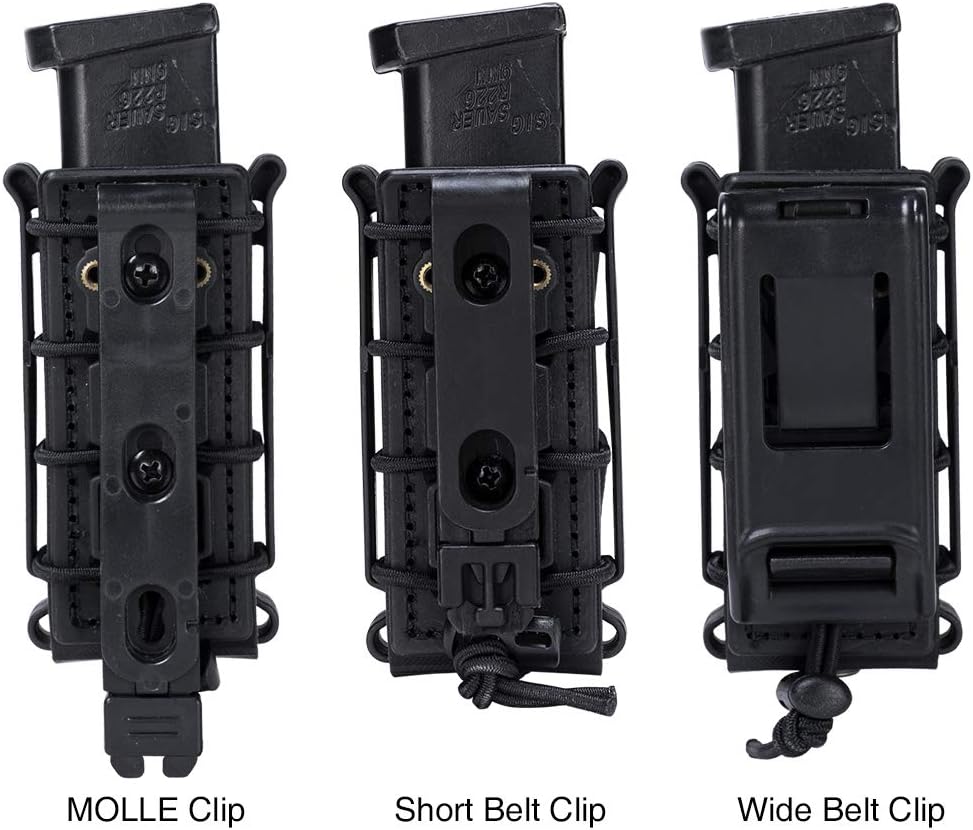 IDOGEAR Mag Pouch Pistol Magazine Pouches 9mm Softshell Adjustable Universal Mag Carrier .40 S&W .45 ACP with Belt&MOLLE Clips - Image 2