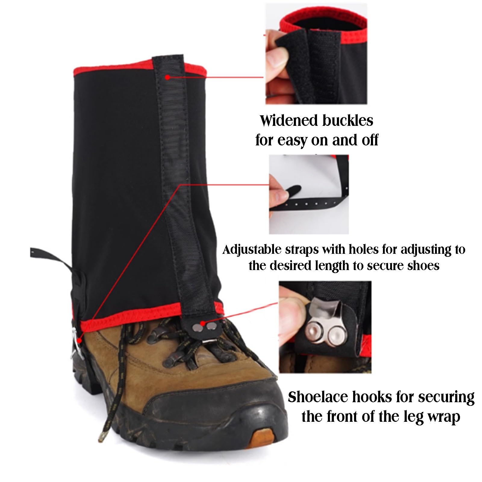 Générique Guêtres De Neige for La Randonnée, Chasse, Le Sable Et Boue, L'alpinisme Ou Raquette, avec Sac Rangement, Taille Unique
