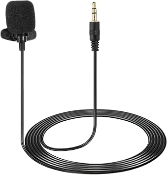 uxcell Lavalier Pin Microphone, 0.1 inch 3.5 mm Straight Stereo 3 Pole Condenser Color Microphone, 4.9 ft 1.5 m Directional Condenser Microphone, Mini Lavalier Pin Microphone for Teachers and