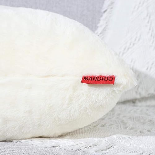 Miniatura 10 de Mandioo juego de 2 fundas afelpadas muy suaves, esponjosas y acogedoras. Funda decorativa de 12 x 20 pulgadas para cojines del sofá, dormitorio, auto