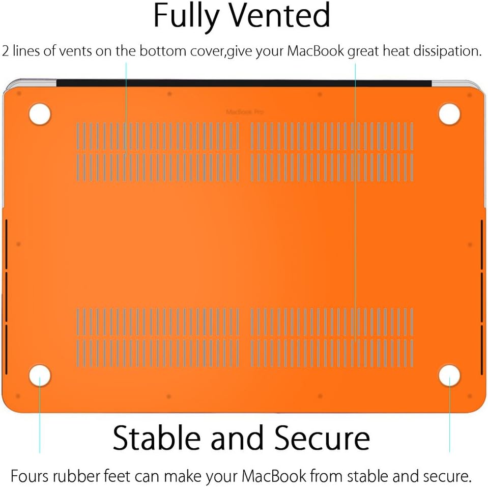 UESWILL 3 in 1 Matte Hard Case Compatible with MacBook Pro (Retina, 15 inch, Mid 2012/2013/2014/Mid 2015), Model A1398, NO CD-ROM, NO Touch Bar + Keyboard Cover and Screen Protector, Orange