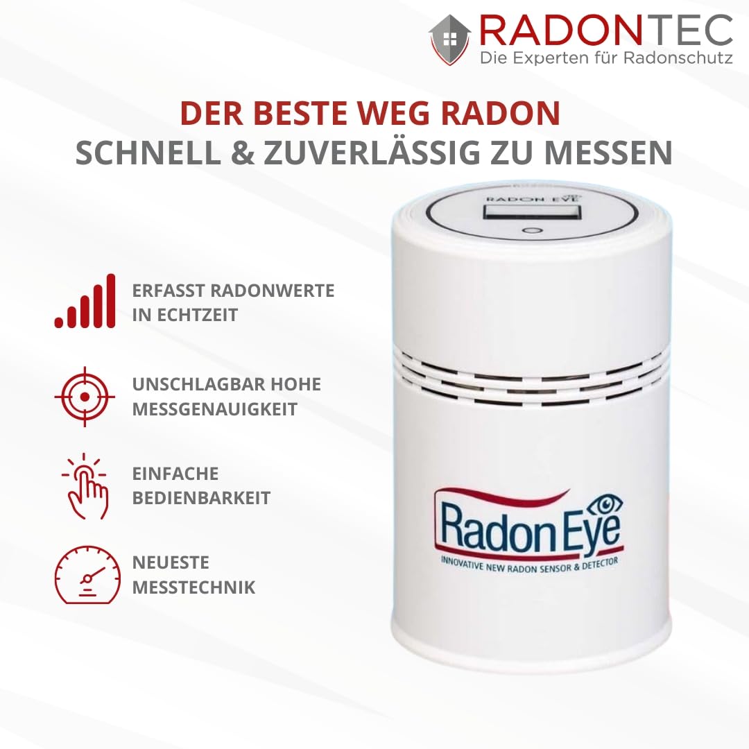 Ecosense Radonmessgerät RadonEye RD200 – Digitales Radon Messgerät für Zuhause, Keller & Arbeitsplatz | Präzise Radonmessung, Echtzeit Überwachung, App & Langzeitmessung