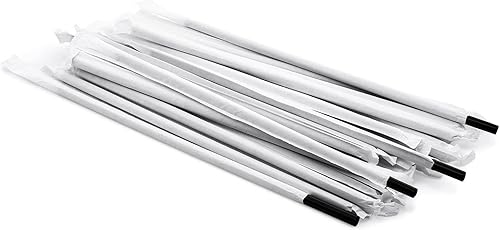 Miniatura 4 de Party Essentials Pajitas desechables de plástico, 10.25 pulgadas envueltas en negro jumbo, 300 unidades