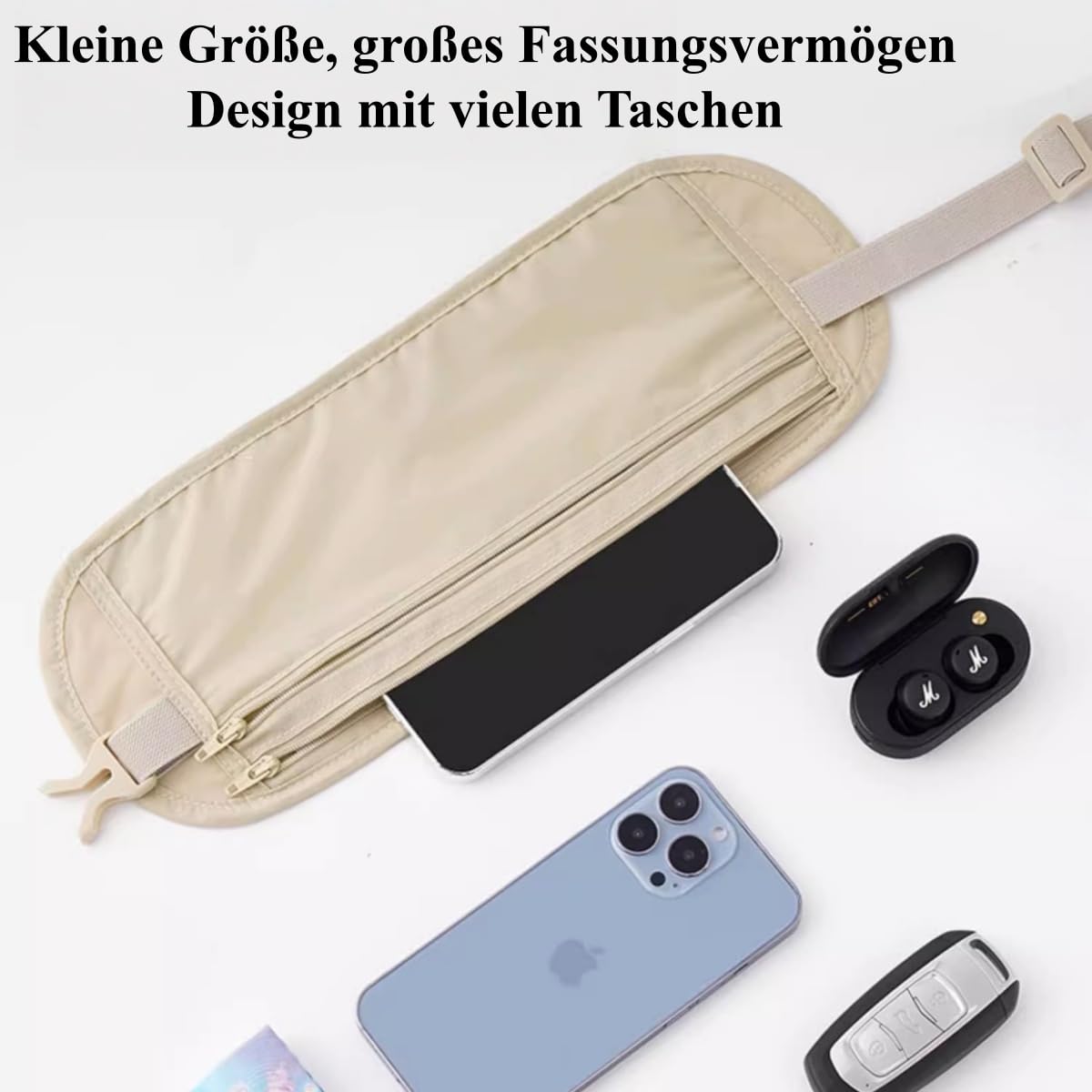 Titel: Yuziwi Geldgürtel Reisegürtel Diebstahlschutz Unsichtbare Bauchtasche Wasserdicht Nylon für Reisepass Kreditkarten Bargeld Damen Herren (6er Set Schwarz/Grau/Khaki)