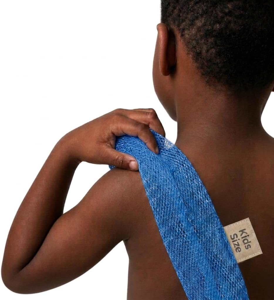 Kids Body Scrubber African Net Sponge| Esponjabon Mini Loofah 22" (Blue)