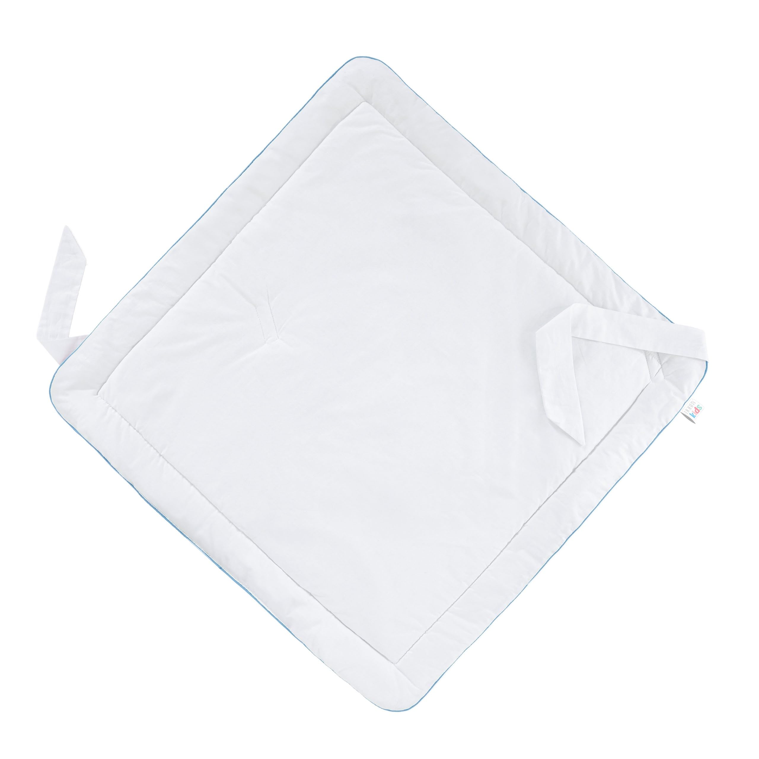 Kocyk do owijania fotelika dla niemowląt – kocyk dla noworodków z ochroną głowy i podparciem głowy – 75 x 75 cm – koc Swaddle od 0-3 miesięcy (niedźwiedź i lis)