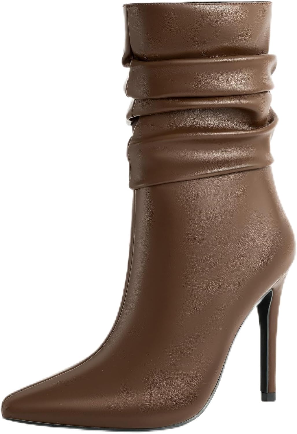 Mid Calf Boots for Women Stiletto High Heel Slouch Boot Pointed Toe Side Zipper Sexy Fashion Ankle Booties Waterproof Fall Winter Dressy Shoes for Work, Party and prom