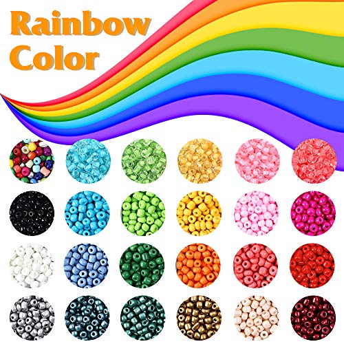 Uoony FOREYOUNG2020060401 7600Pcs Friendship Bracelet Kit Including 6000Pcs 4Mm Glass Seed Beads And 1600Pcs Letter Beads thumb #1