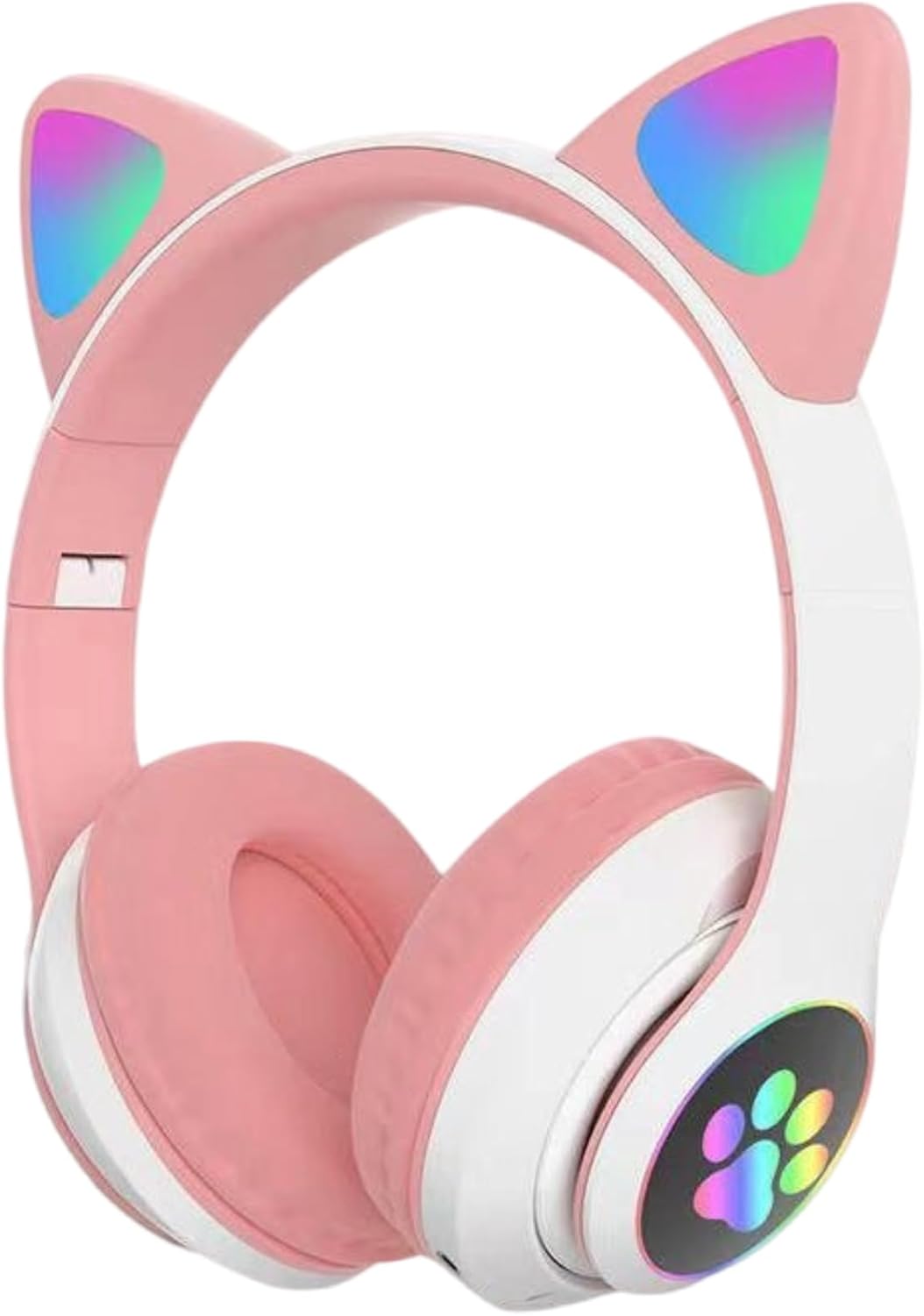 Cat Ear Bluetooth Headphones for Kids & Adults, Wireless Foldable & Wired Multi-Function LED Light Up Over Ear Headphones with Mic and Volume Control for iPhone/iPad/Laptop/PC (White 2) - Image 6