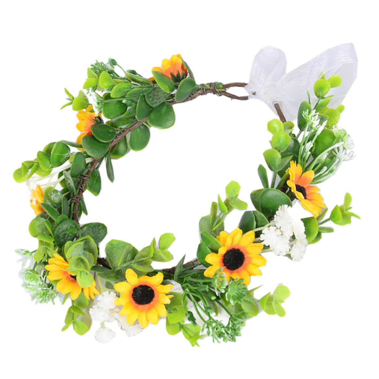 ABOOFAN 5 Stück künstlicher Girlanden-Kopfschmuck Hochzeit heiraten Kopfbedeckungen Dekorationen Gelb stirnband Haarband Blumenkronen-Kit Blumenkrone für die Braut Plastik