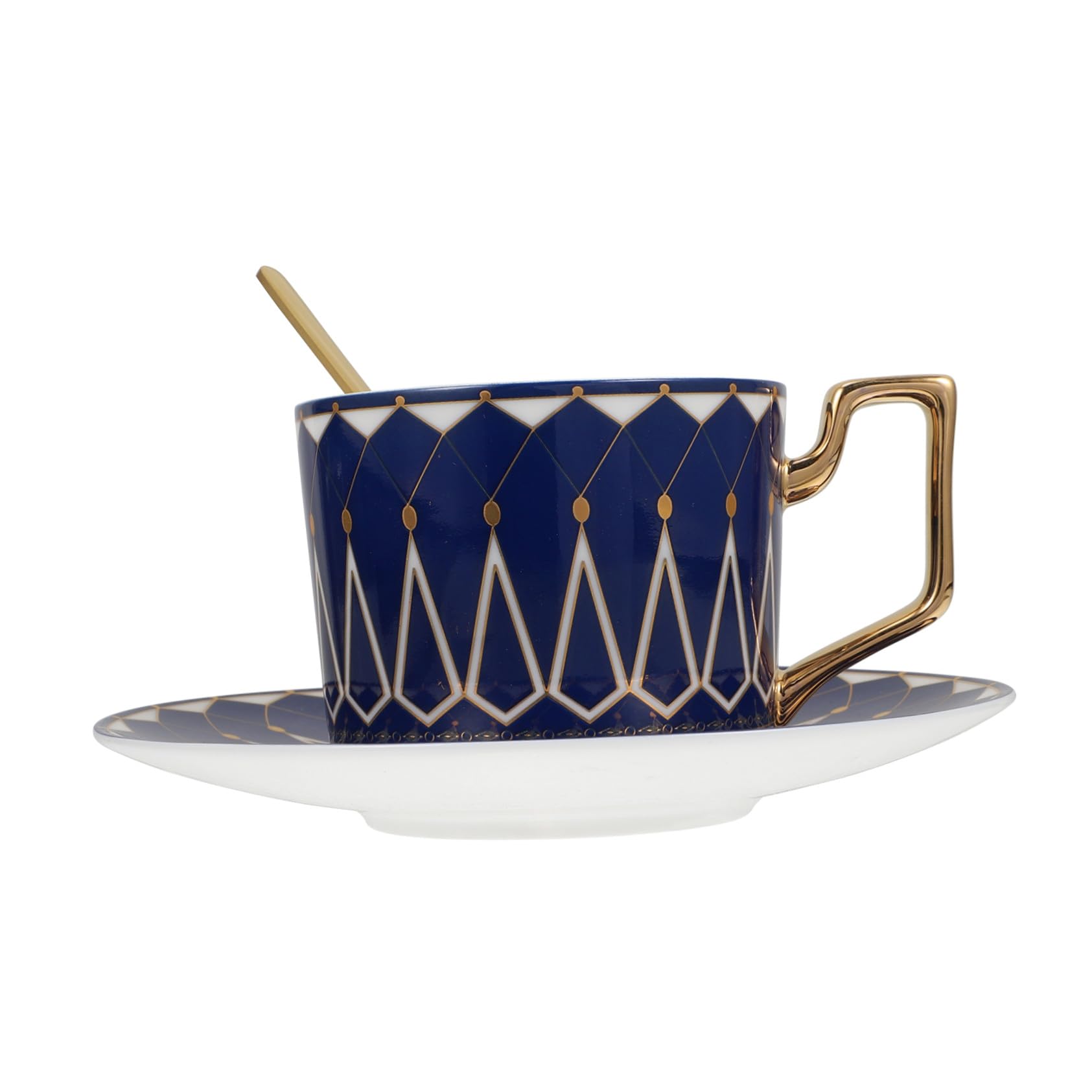 Tasses à café en céramique bleu roi avec soucoupe en kit de vaisselle