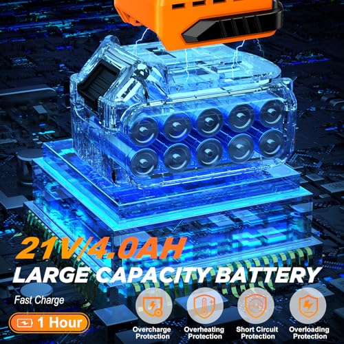 SOARFLY Cordless Impact Wrench, 1/2 Impact Gun, 20V Power Impact Driver, Max Torque 502ft-lbs(680N.m) Brushless Motor Electric Wrench with 4.0Ah Battery, 1 Fast Charger, 6PCS Sockets, 1 Extension Bar - Thumbnail 4
