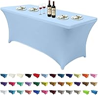 Vista 10 de ABCCANOPY - Funda de mesa de spandex elástica de 4 pies, mantel ajustado y resistente a arrugas, reutilizable para mesas plegables rectangulares