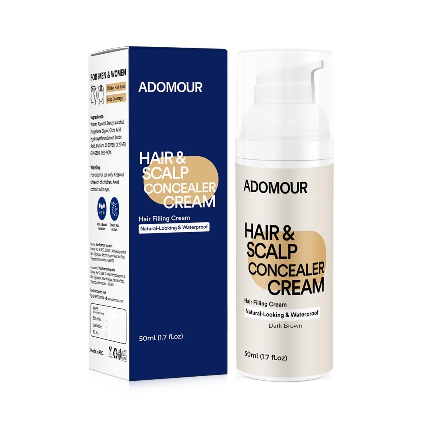 Hair & Scalp Concealer Cream, 50ml | Covers Grey Roots & Bald Spots Instantly | Sweat Resistant & Stain Proof 24 Hour Formula | Professional & Natural Looking Hair Coverage | For Men & Women (Dark Brown)-image-15