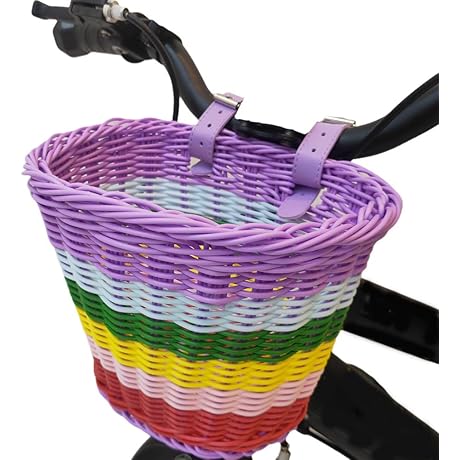 Kids Wicker Bike Basket with Bell & Ribbons - Durable Bamboo Bicycle...