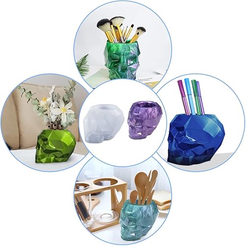 Miniatura 6 de 2 moldes de resina de cráneo, 3D grandes en forma de calavera, moldes de silicona para fabricación de velas, decoración del hogar, caja de