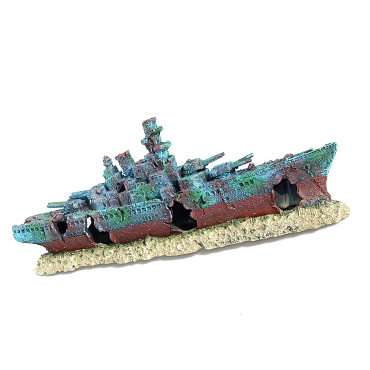 Toyvian Décoration Aquarium Épave Résine Réaliste Ornement Coulé pour Cachette Poissons Habitat sous-Marin pour Aquarium Eau Douce et Salée