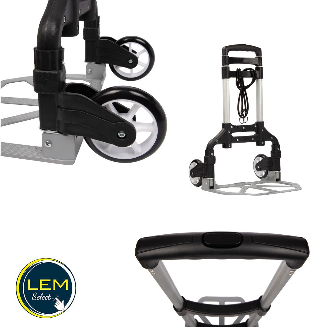 Carrello pieghevole leggero telescopico carico capacità 80kg in alluminio argento-nero