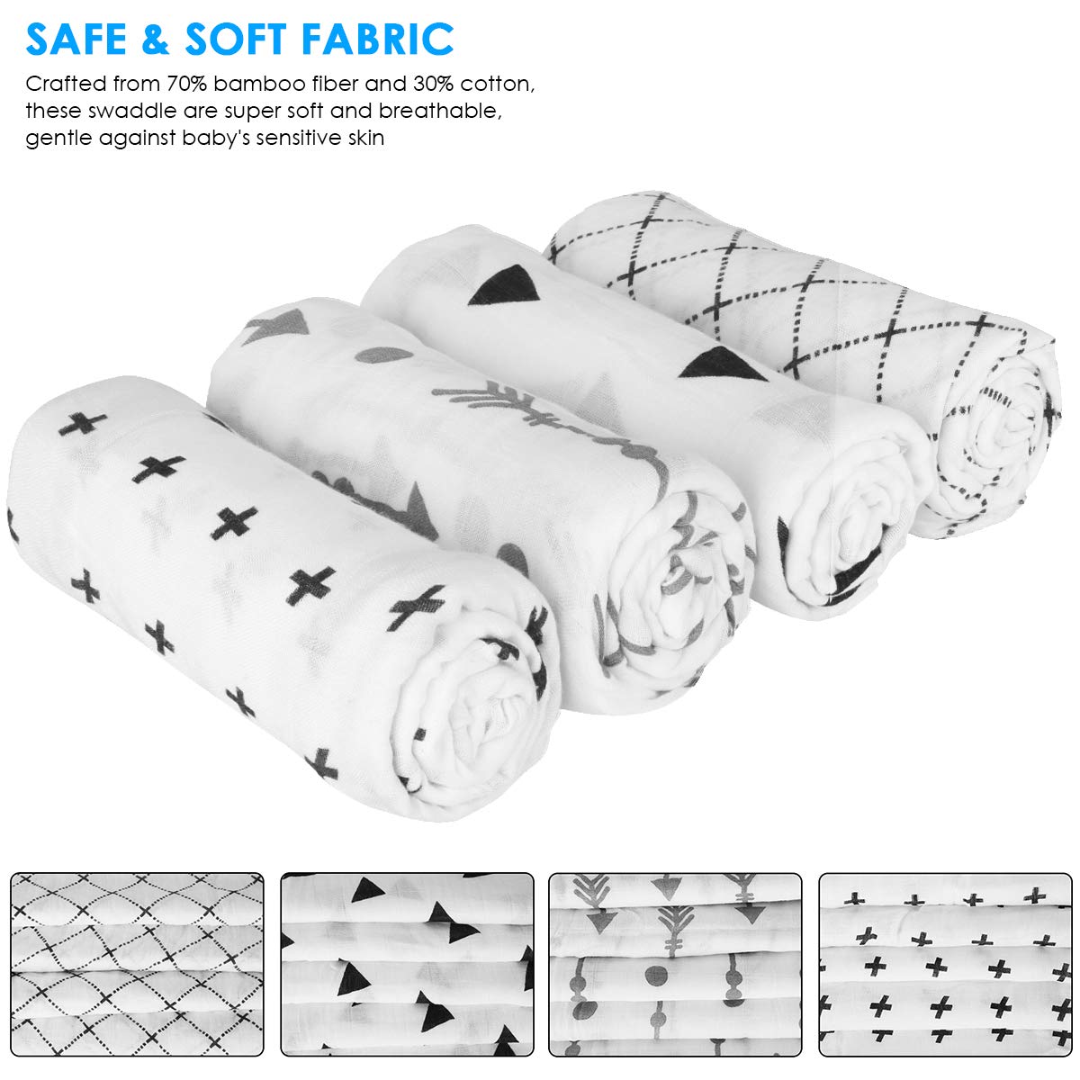 pz/Lotto Mussola Bambino Swaddle Coperte Neonato Ricezione Coperte Avvolgere per Ragazzi Ragazze 47 x 47 Pollici