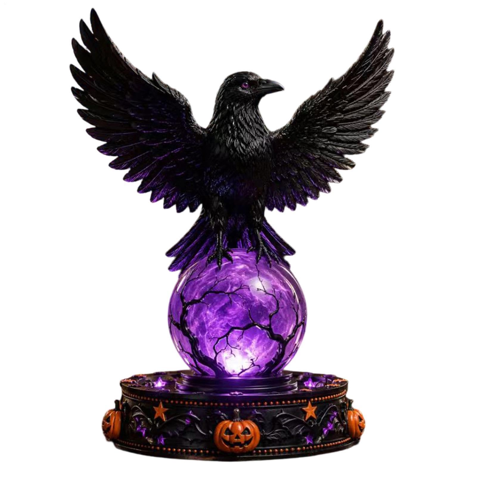 Halloweenowa Kryształowa Kula Lampa Nocna Świecąca W Kruka I Ducha