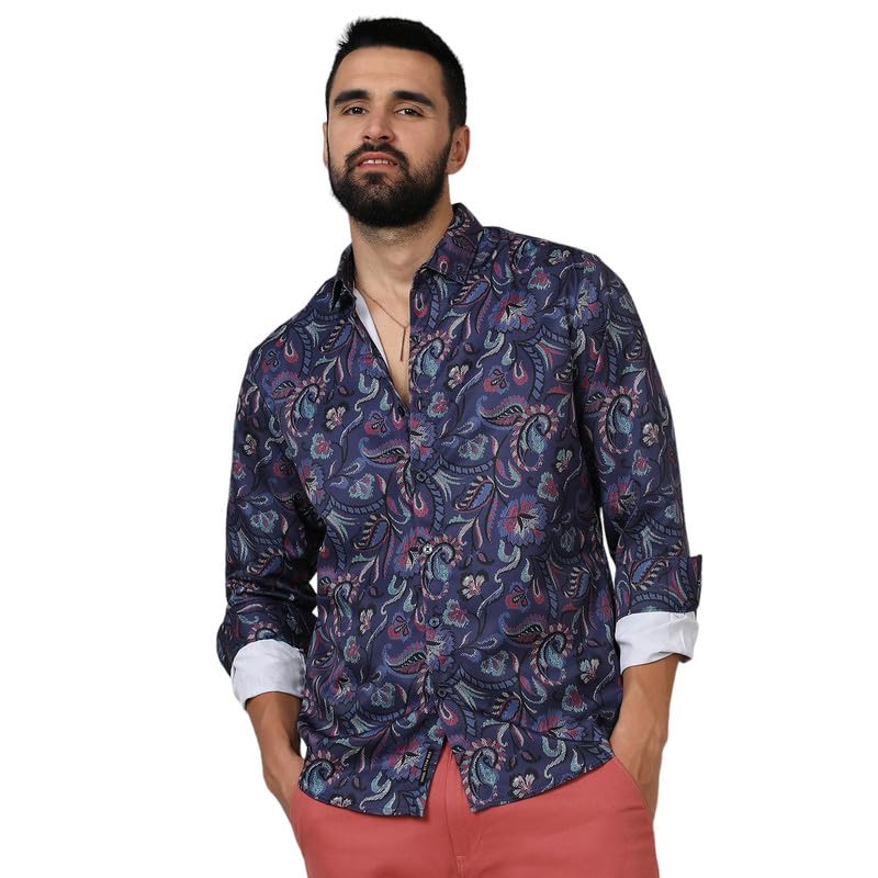 Image of CAHOOT Men's Twisted Crease Shirt for Casual Wear | Spread Collar | Long Sleeve | Button Closure | Shirt Crafted with Comfort Fit for Everyday Wear