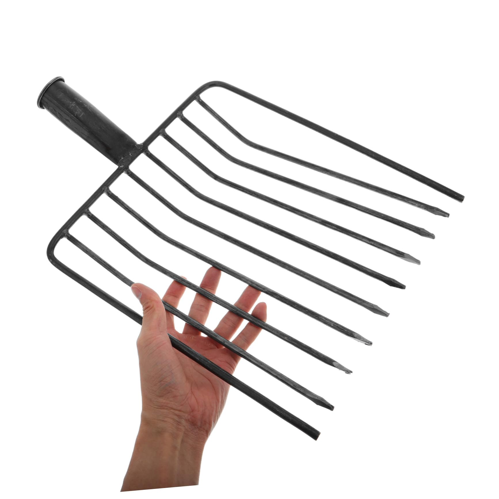 BESPORTBLE Cabezal de Horquilla de Acero 10 Dientes para Jardinería, Herramienta Manual para Aflojar Suelo y Desherbar en Jardín y Huerto, Resistente, Ligera y Fácil de Limpiar, Uso Agrícola
