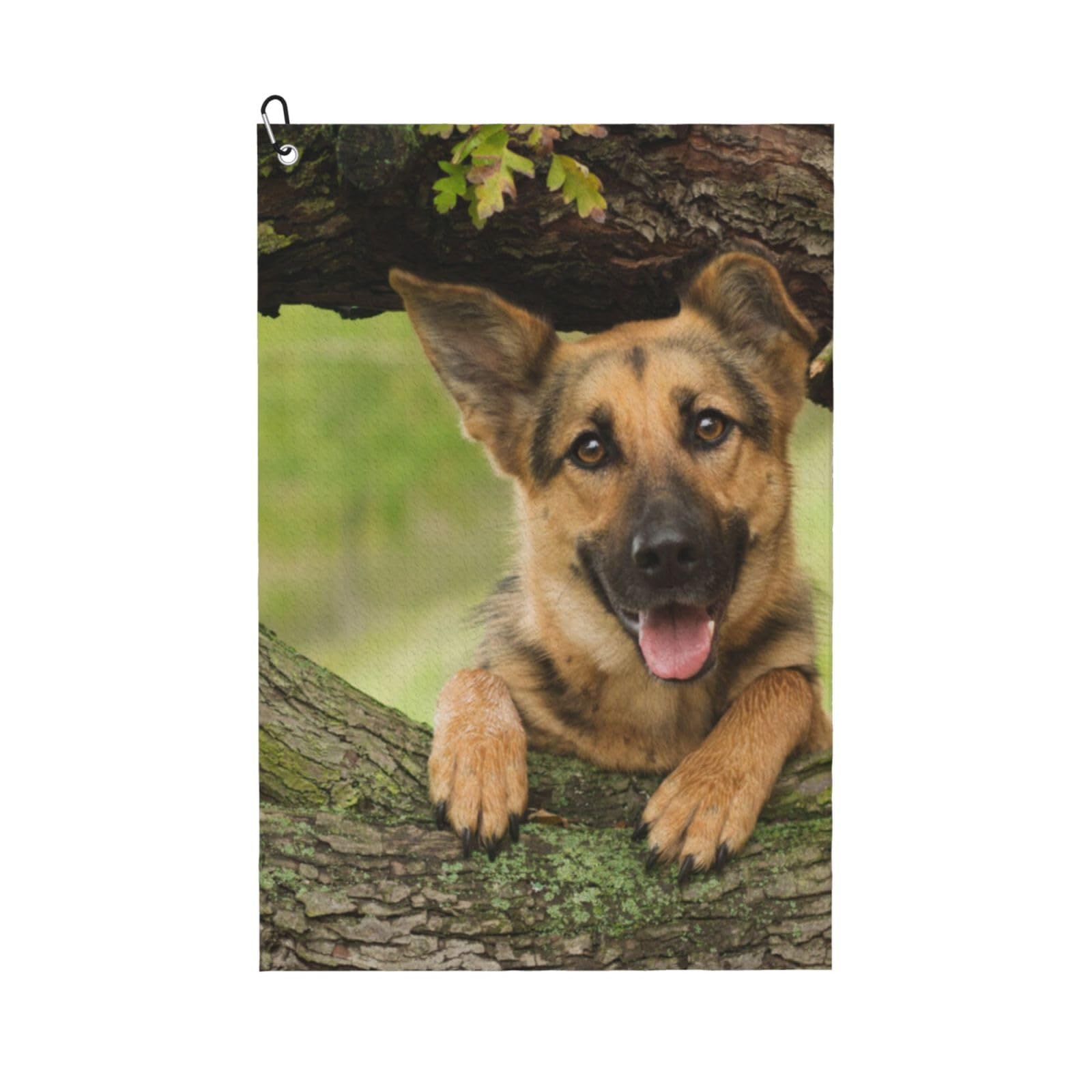 Hnnkloy German Shepherd Dog Tree, 16x24 in Portable Waffle Golf Towels with Carabiner Clip for Golf Bag
