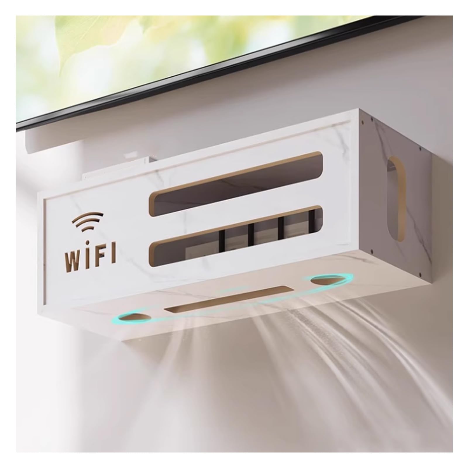 Étagère murale pour routeur, cache boîte WiFi en bois, armoire de routeur Slish pour la maison et le bureau, blanc, parfait pour dissimuler l'équivalent WiFi.