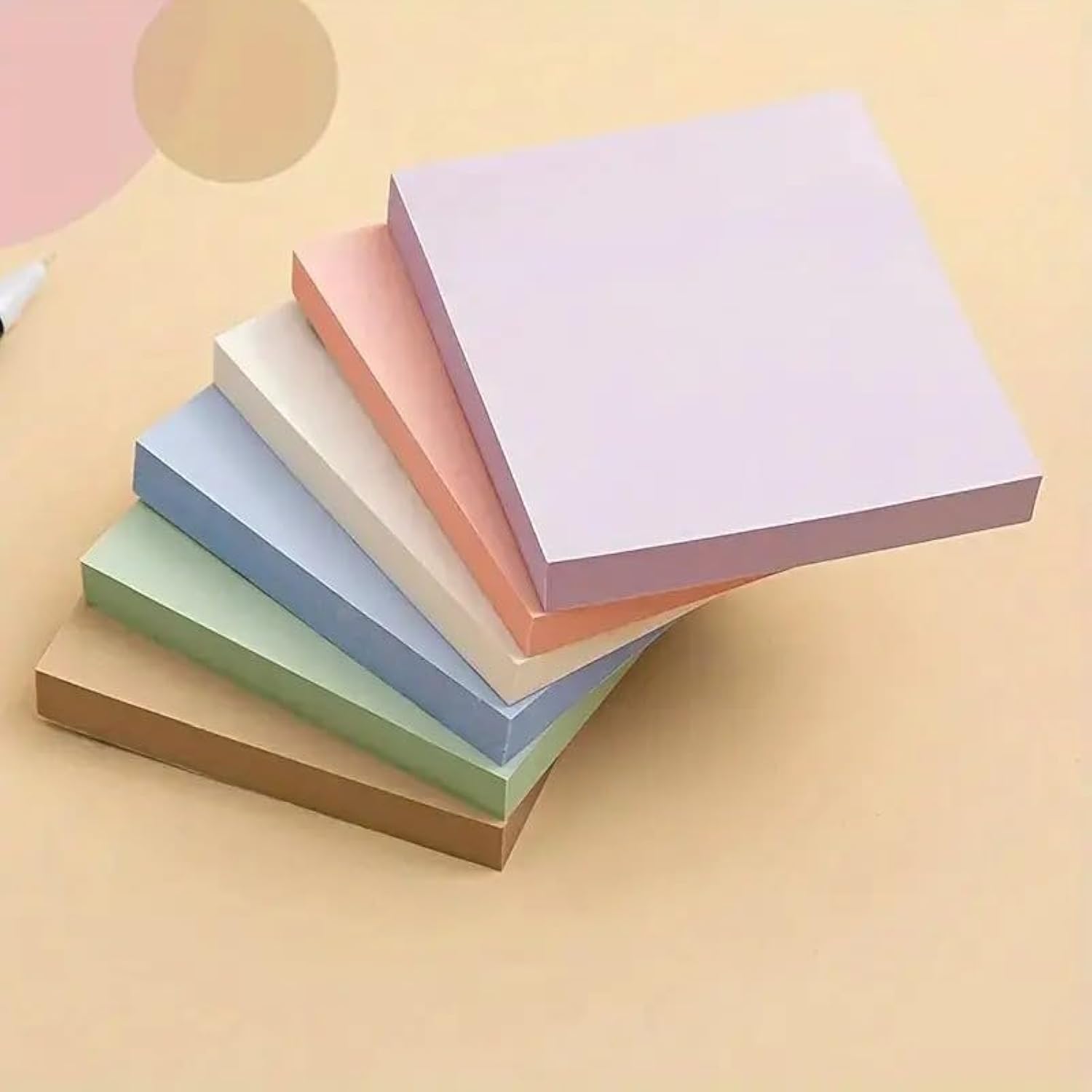 Generic Morandi Color Sticky Notes Set, 100 Square Notes, Hand-Tear, 5 Colors, Perfect for Students & Office Use