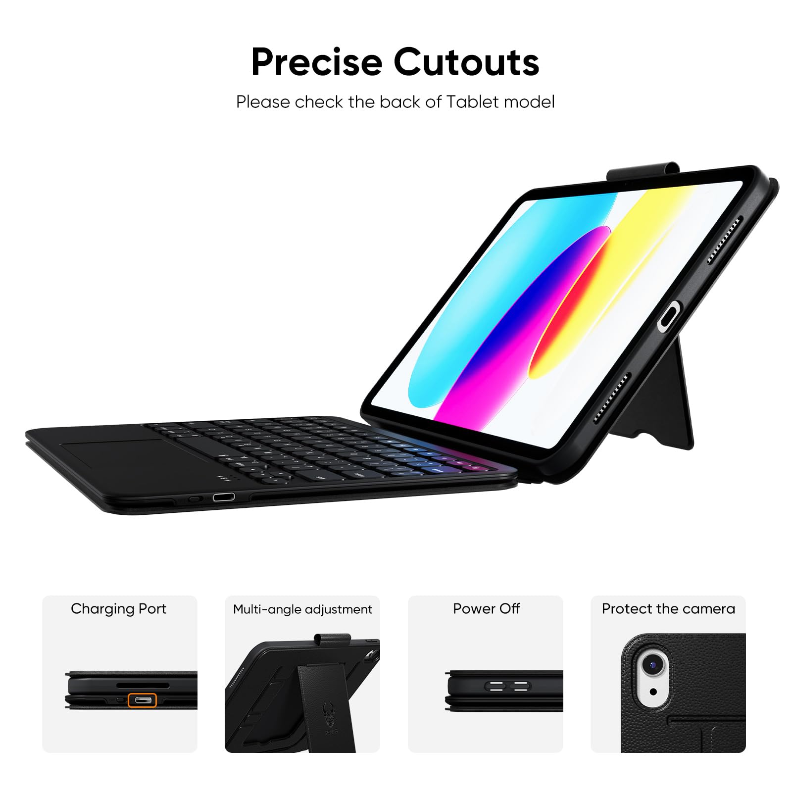 PAUL B for iPad 11th/10th Gen Case with Keyboard 11/10.9 inch A16