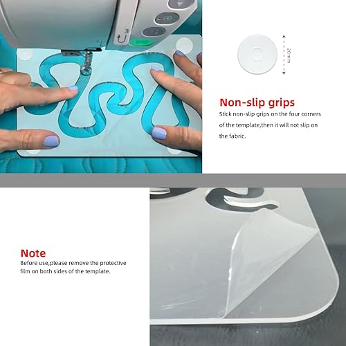 Miniatura 6 de Reglas y plantillas de acolchado de movimiento libre Plantillas de acolchado para plantillas de acolchado a máquina, suministros de acolchado,