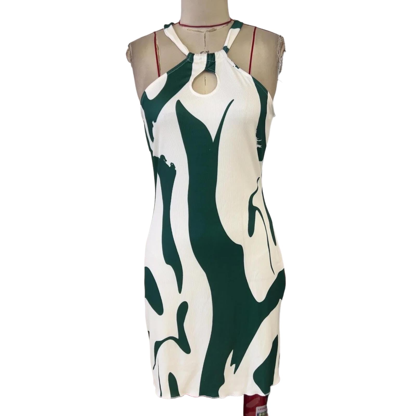 Damenkleid Damen Frühling und Sommer Bedruckt schulterlose schnürte Schnürung locker