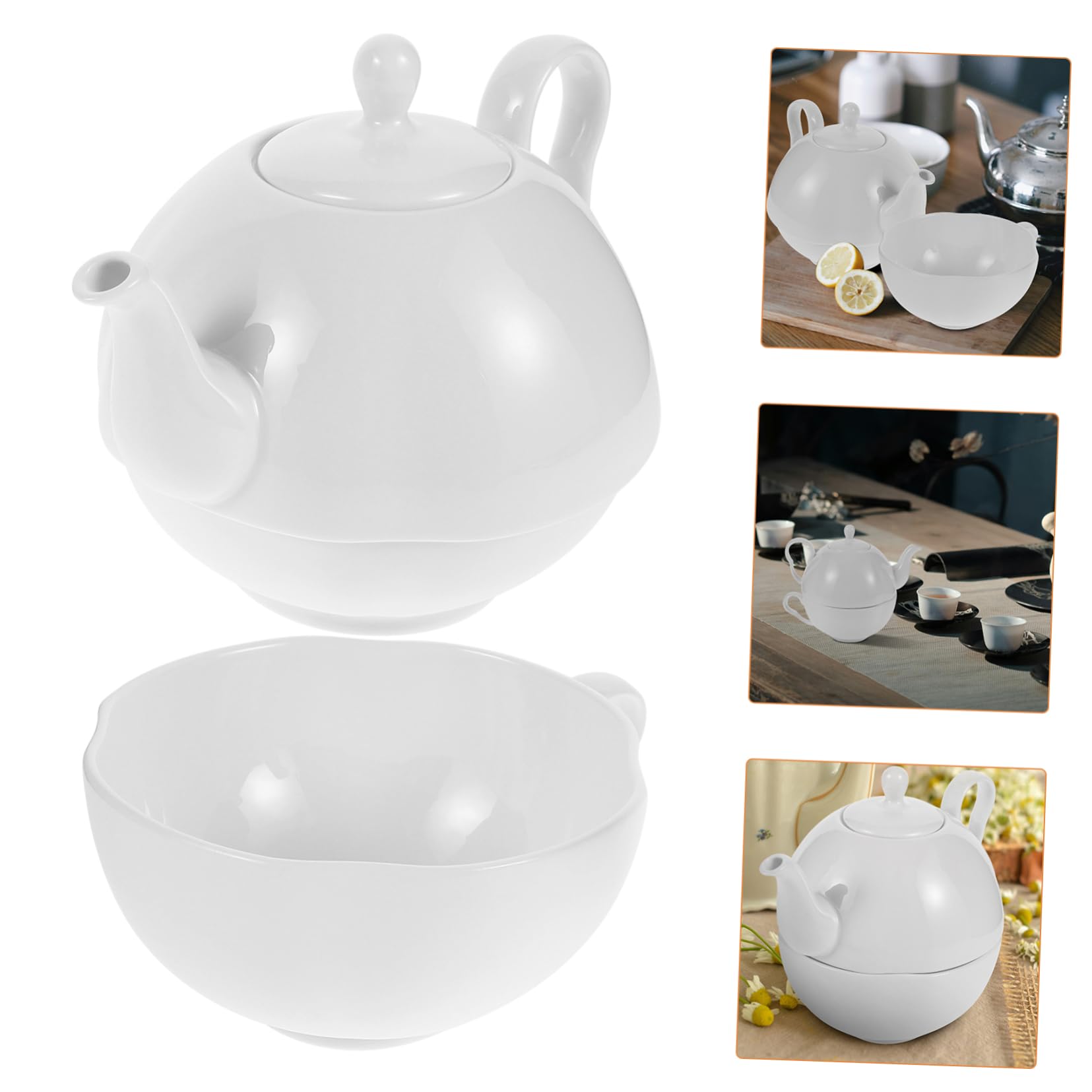 Cabilock Juego de Té Elegante de Porcelana China 620ml, Tetera y Taza para Infusiones, Resistente al Calor, para Té Floral y Café en Casa