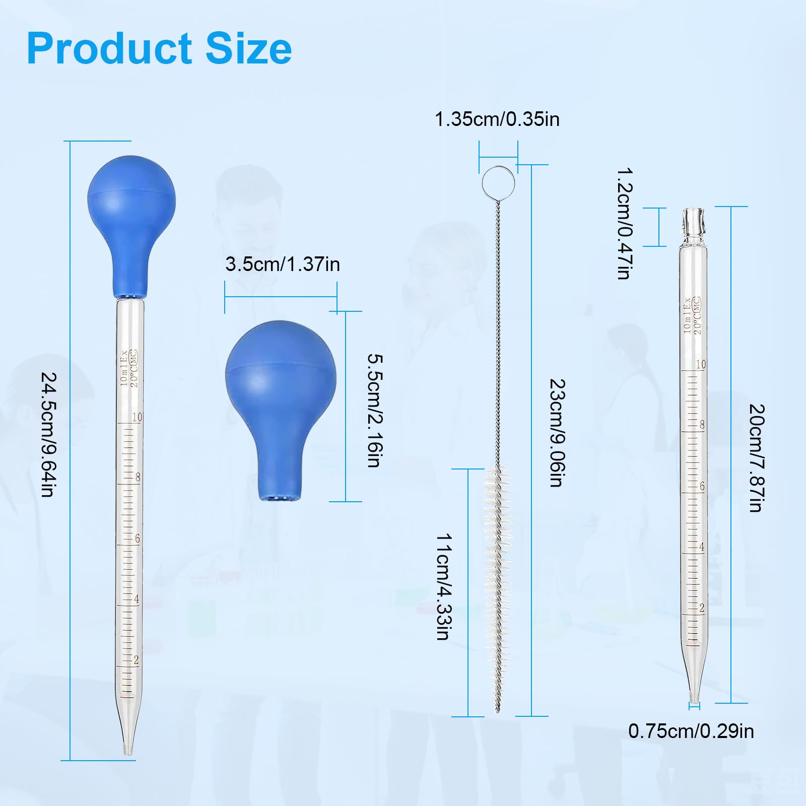 Pipettes en Verre 6 pcs Pipette Graduée en Verre 10ml Liquide Pipettes Dropper, Compte Goutte, Graduées Dropper, Pipette de Transfert, Liquide Droppers pour Parfum Laboratoire