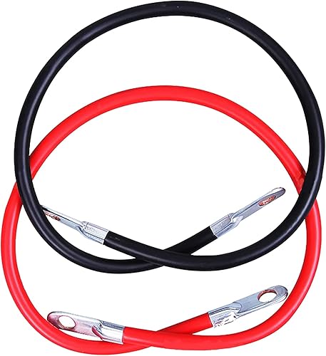 Miytsya Juego de 2 cables inversores de batería AWG, línea de cable de batería de silicona de 18 pulgadas, con lengüetas de cobre negativas
