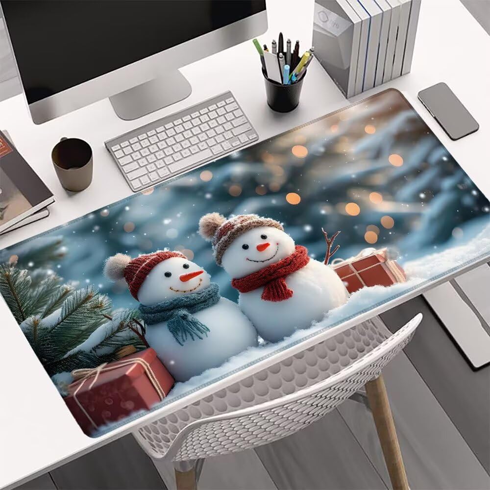 Alfombrilla Ratón, Alfombrilla Gaming Muñeco Nieve XXL 1200x600x3mm, Extendida Base de Antideslizante Caucho Mouse Pad Árbol, Protector Escritorio con Bordes Cosidos, Mejora precisión y Velocidad Y-2