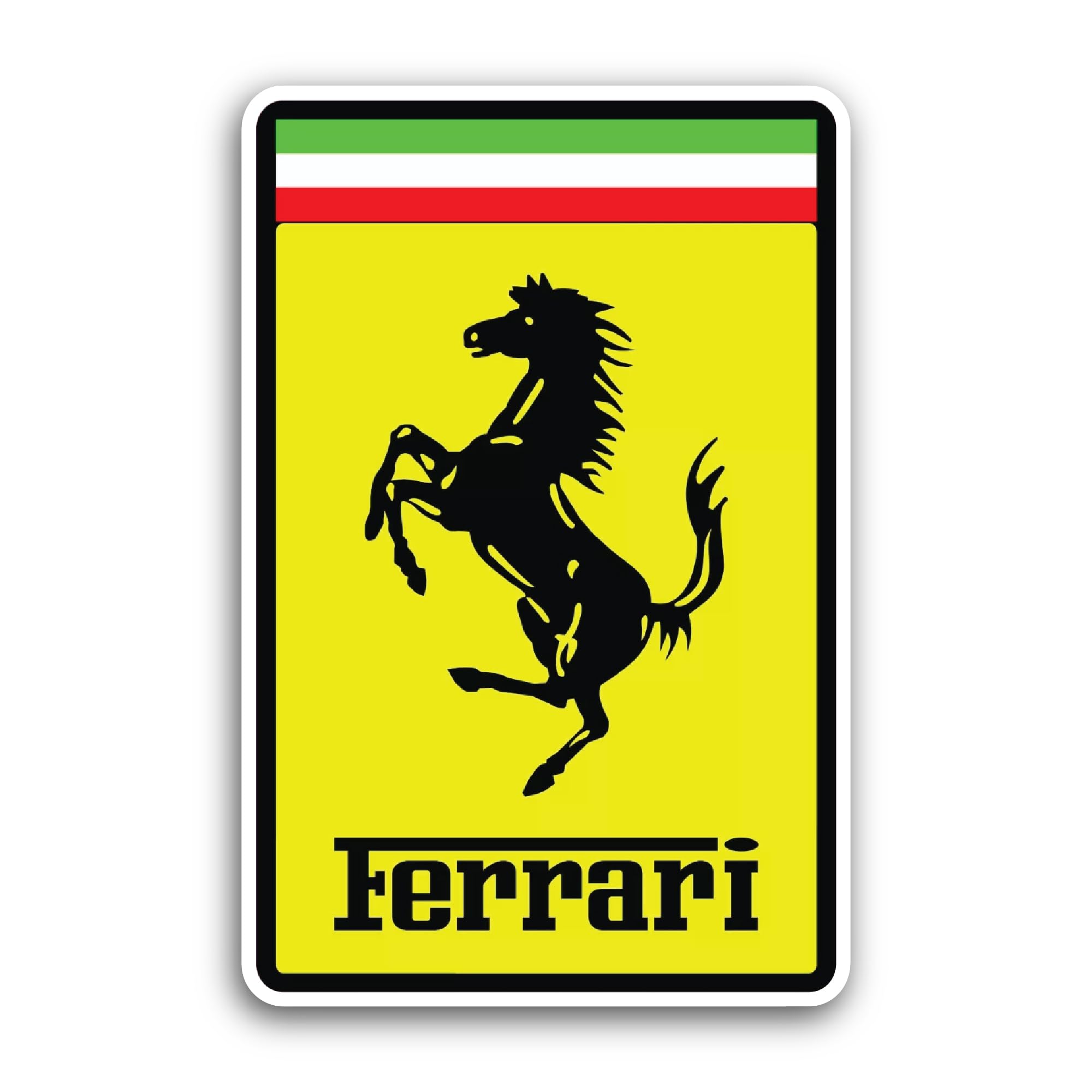 2 (Pieces) 3" and 5" F E R R A R I Sticker, Waterproof Vinyl Decals for Many Purpose Like Cars, Trucks, Laptops, Phones, Windows and More