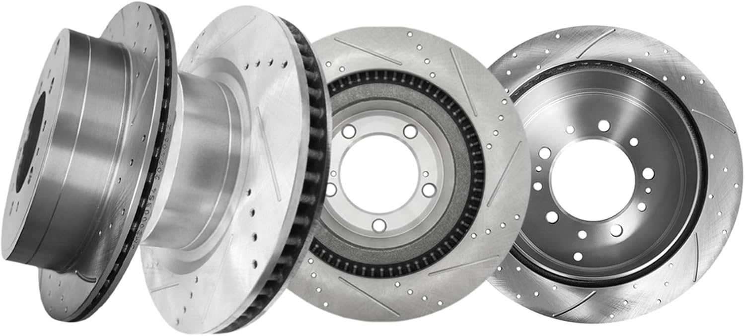 PM Auto Set of 4 Front 355mm-Rear 345mm Drilled Slotted Brake Disc Rotors Replacement For 2007-2021 Toyota Tundra