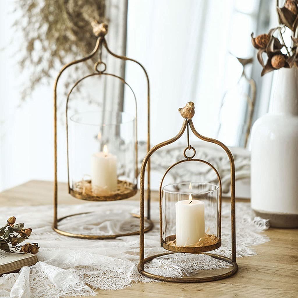 Amazon.co.jp: ろうそく立て 錬鉄製のガラスレトロ鳥のキャンドル