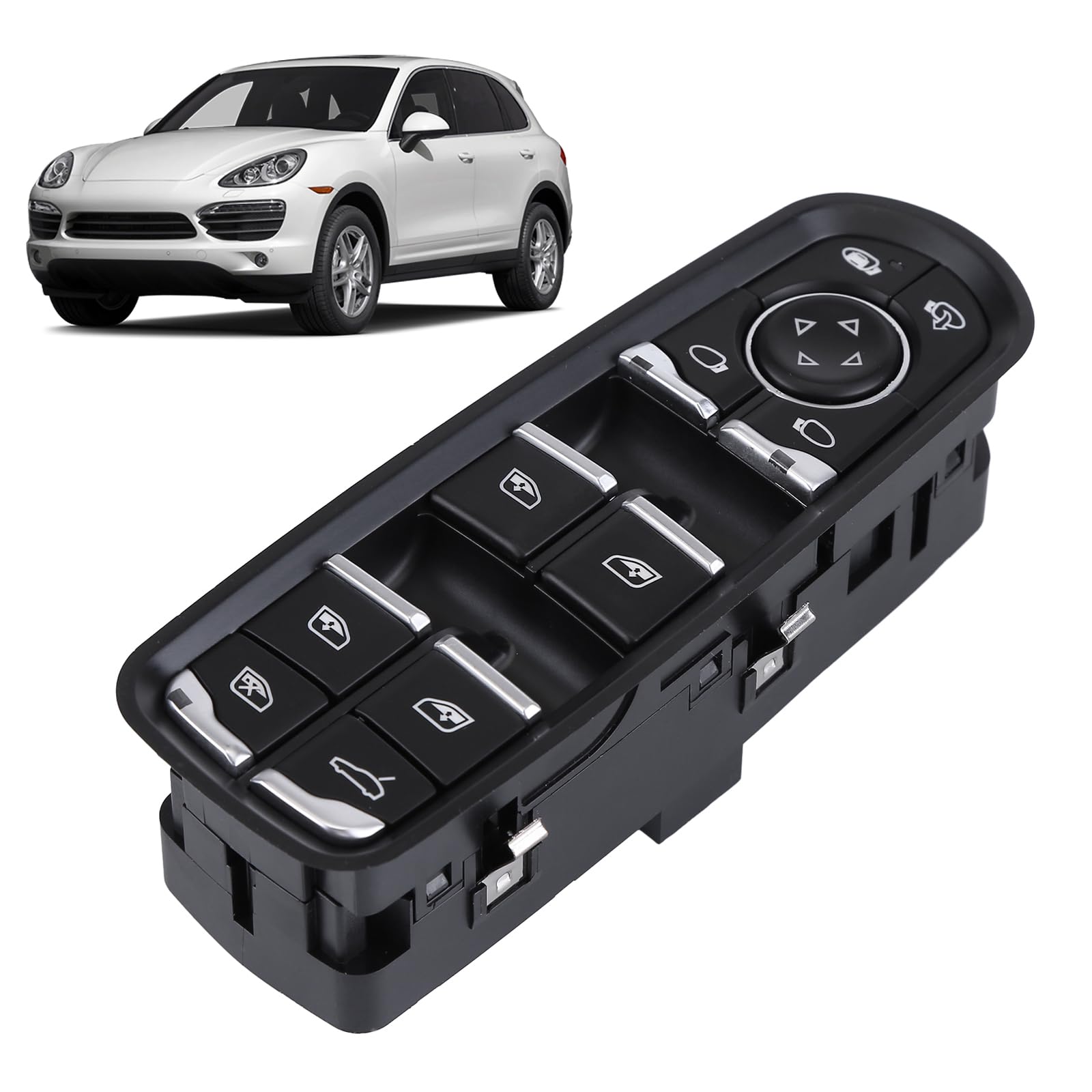 LICHENGTAI Przełącznik podnośnika szyb z przodu z lewej, kompatybilny z Porsche Cayenne 92A Macan 95B Panamera 970, elektryczny przełącznik podnośnika szyb Electric Power Master przełącznik okienny