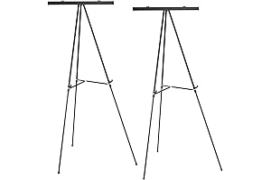 Excello Global Products Aluminum Flip-Chart Presentation Easel Stand: 2-Pack with Telescoping Legs, 70 Inches (Black)