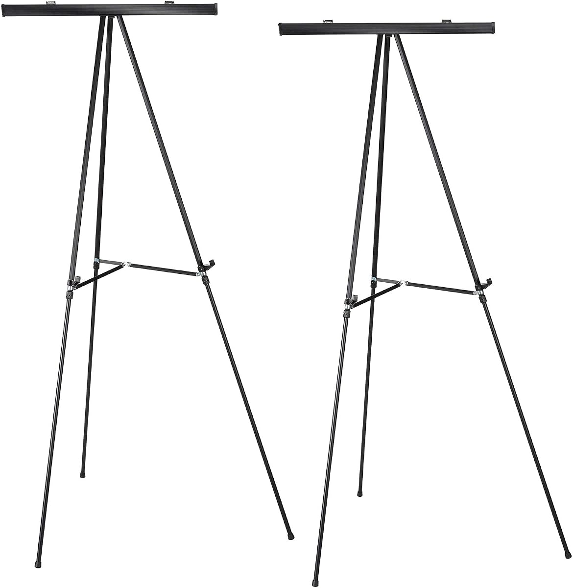 Excello Global Products Caballete de presentación de aluminio para rotafolios: paquete de 2 con patas telescópicas, 70 pulgadas (negro)