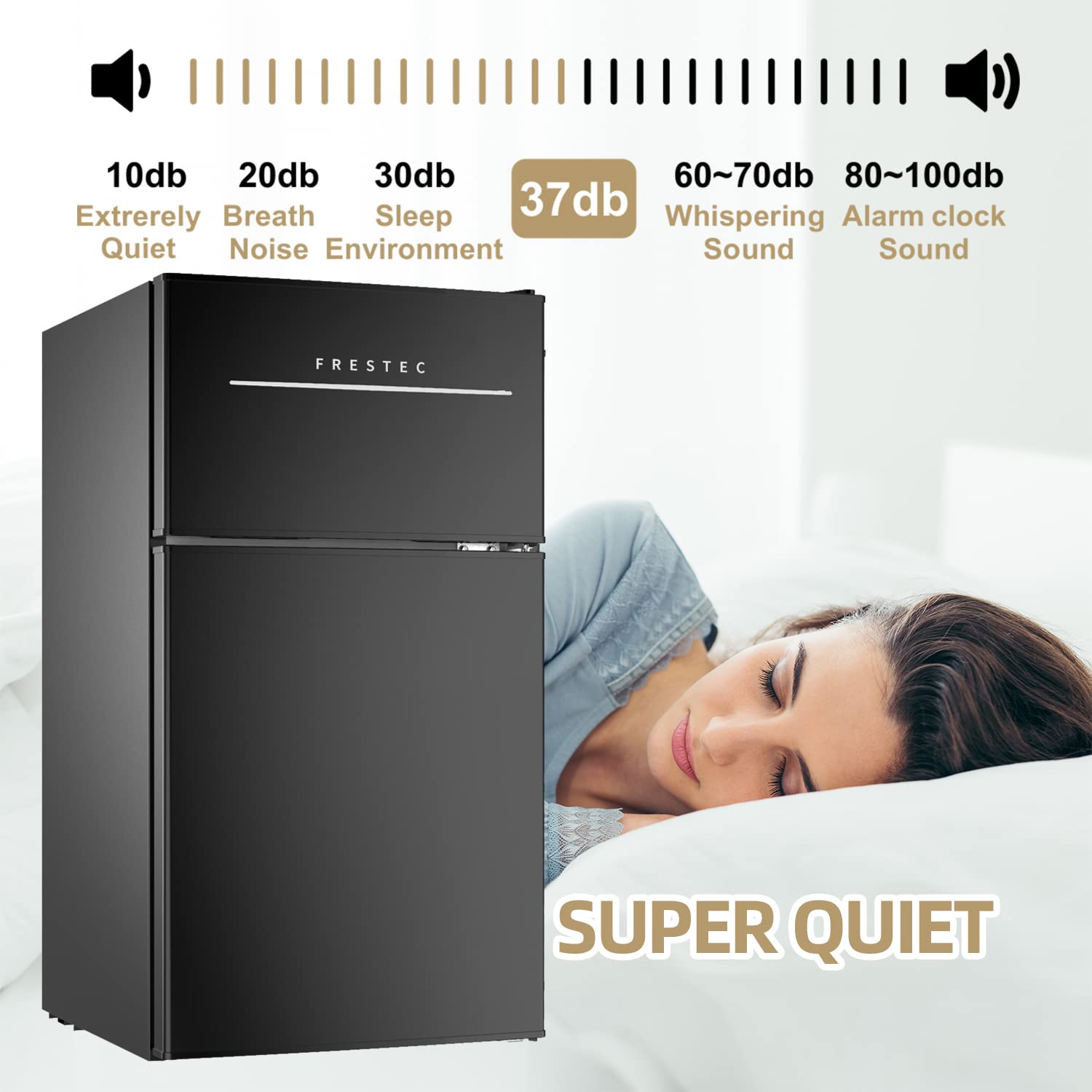3.0 Cu.Ft Compact Refrigerator With 2 Doors, Mini Fridge With Freezer, 37db Quiet, 7-Settings Mechanical Thermostat, Small Refrigerator For Bedroom Office, Dorm Or Garage, Black (New Black) on Fridge.com - View 4