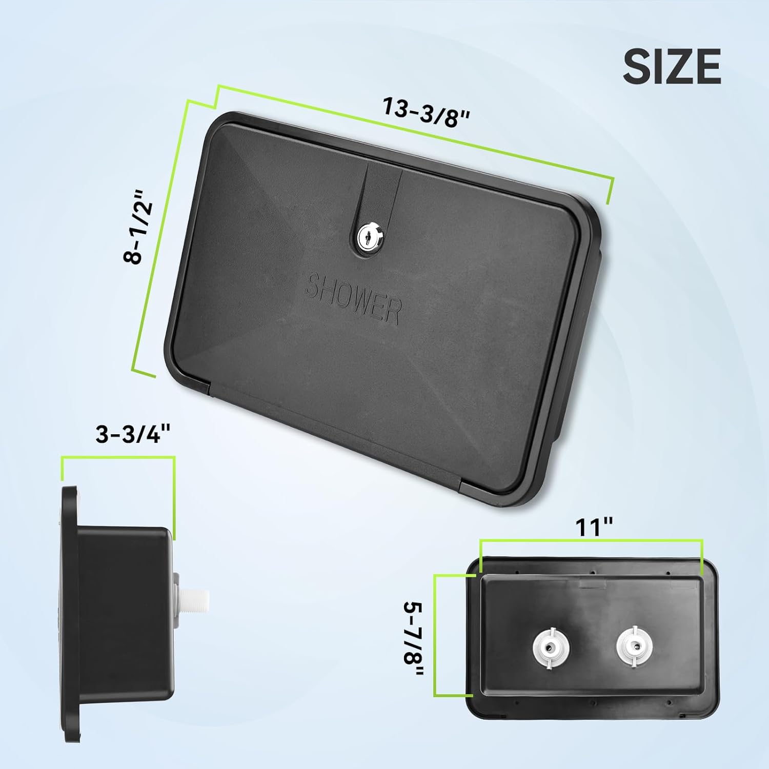 RVMATE RV Exterior Shower Box Kit RV Outdoor Shower Box Kit Faucet Replacement with Shower Head & Hose (Black)