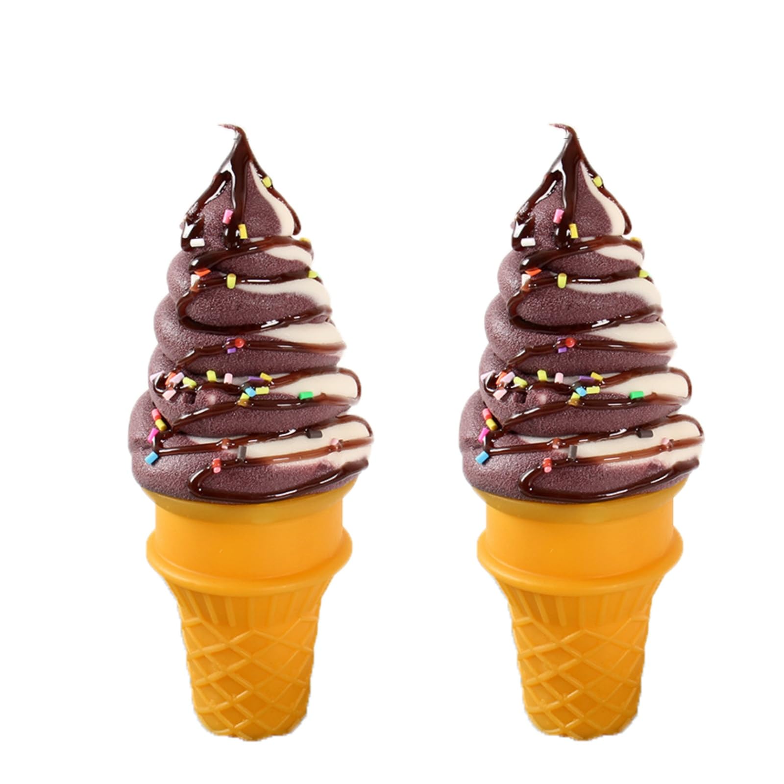 2PCS Artificial Ice Cream Decor Lifelike Fake Dessert Models for Bakery Displays Kitchen Counter Photography Props (Brown White)