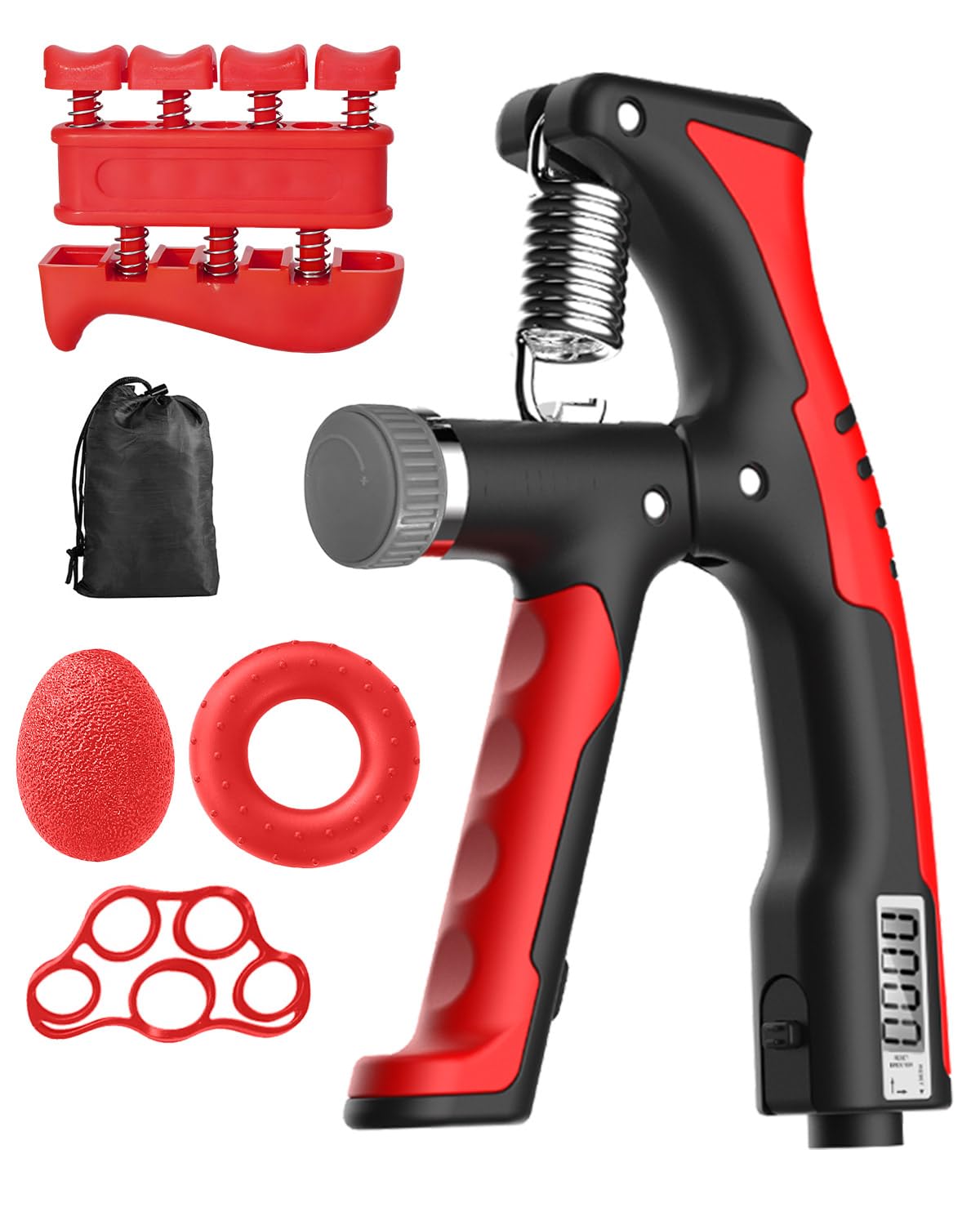 Lorrtta Grip Strengthener Set with Digital, Hand Grip Strengthener 10-100kg Forearm Strengthener Finger 5 Pack Adjustable Resistance Hand Gripper for Improved Hand Exerciser and Hand Injury Recovery