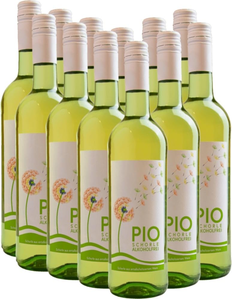 PIO Weinschorle alkoholfrei P&P Weine VINELLO Weinpaket (12 x 0,75l) inkl. VINELLO.weinausgießer