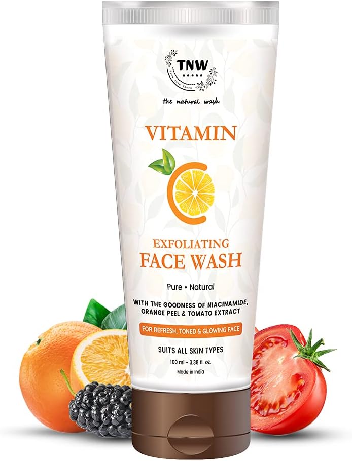TNW-The Natural Wash Vitamin C Face Wash - 100ml | Enriched with Niacinamide, Orange Peel & Tomato Extracts | Face Wash For Glowing, Refresh & Toned Skin | All Skin Types | Facewash For Men & Women