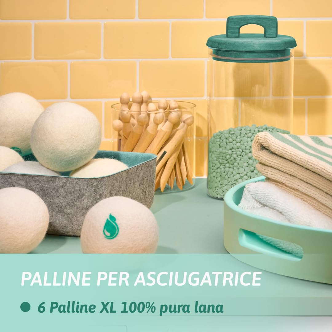 NATULIM Palline di Lana per Asciugatrice Set 6 XL - Ammorbidente Naturale Riutilizzabile Senza Plastica - 100% Lana Nuova Zelanda