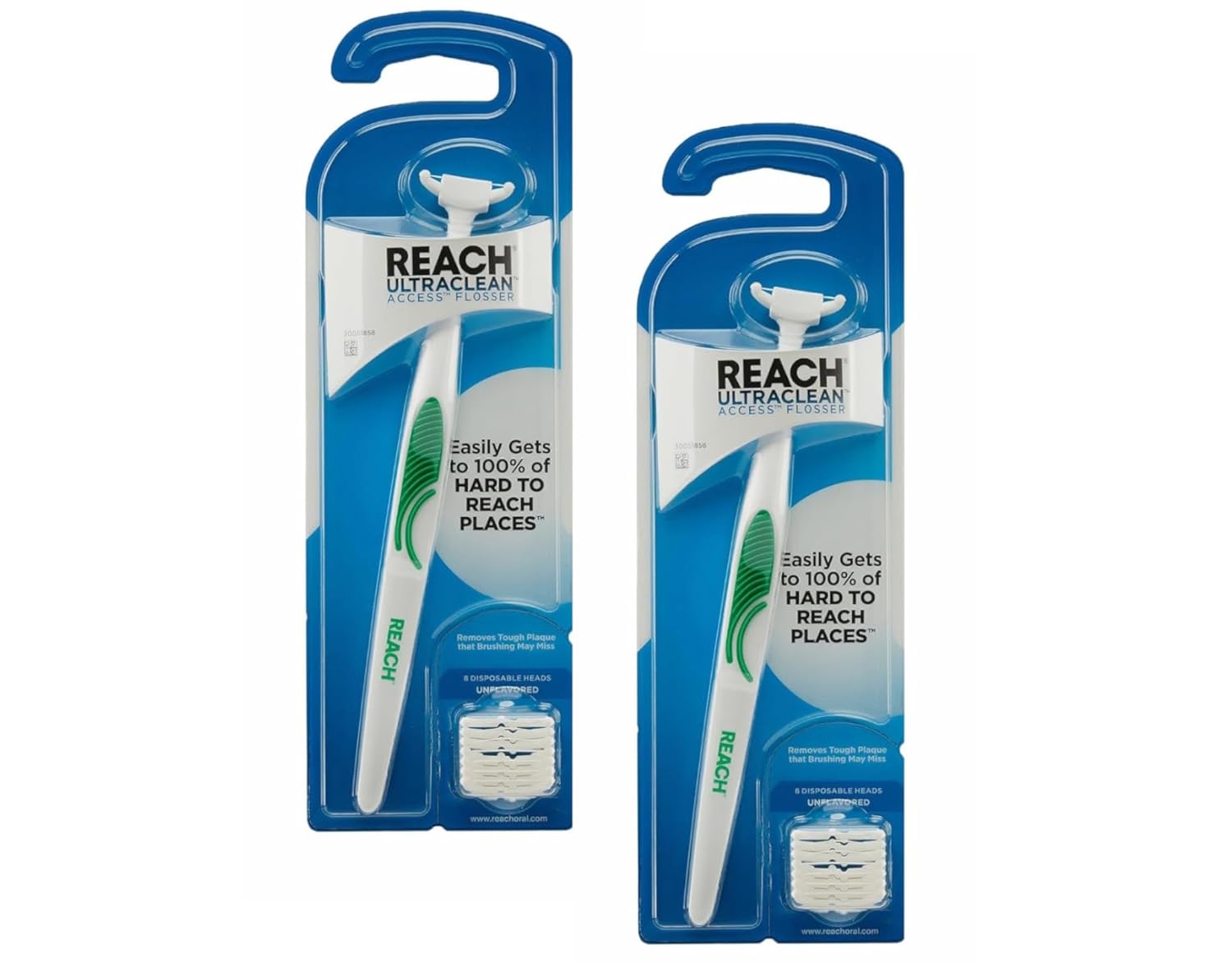 REACH Ultraclean Access Flosser 8 Refill Dental Flosser Heads Oral Care and Hygiene Pack of 2
